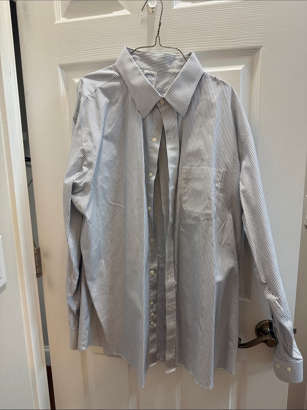 Brooks Brothers White and Blue Pinstripe Dress Shirt